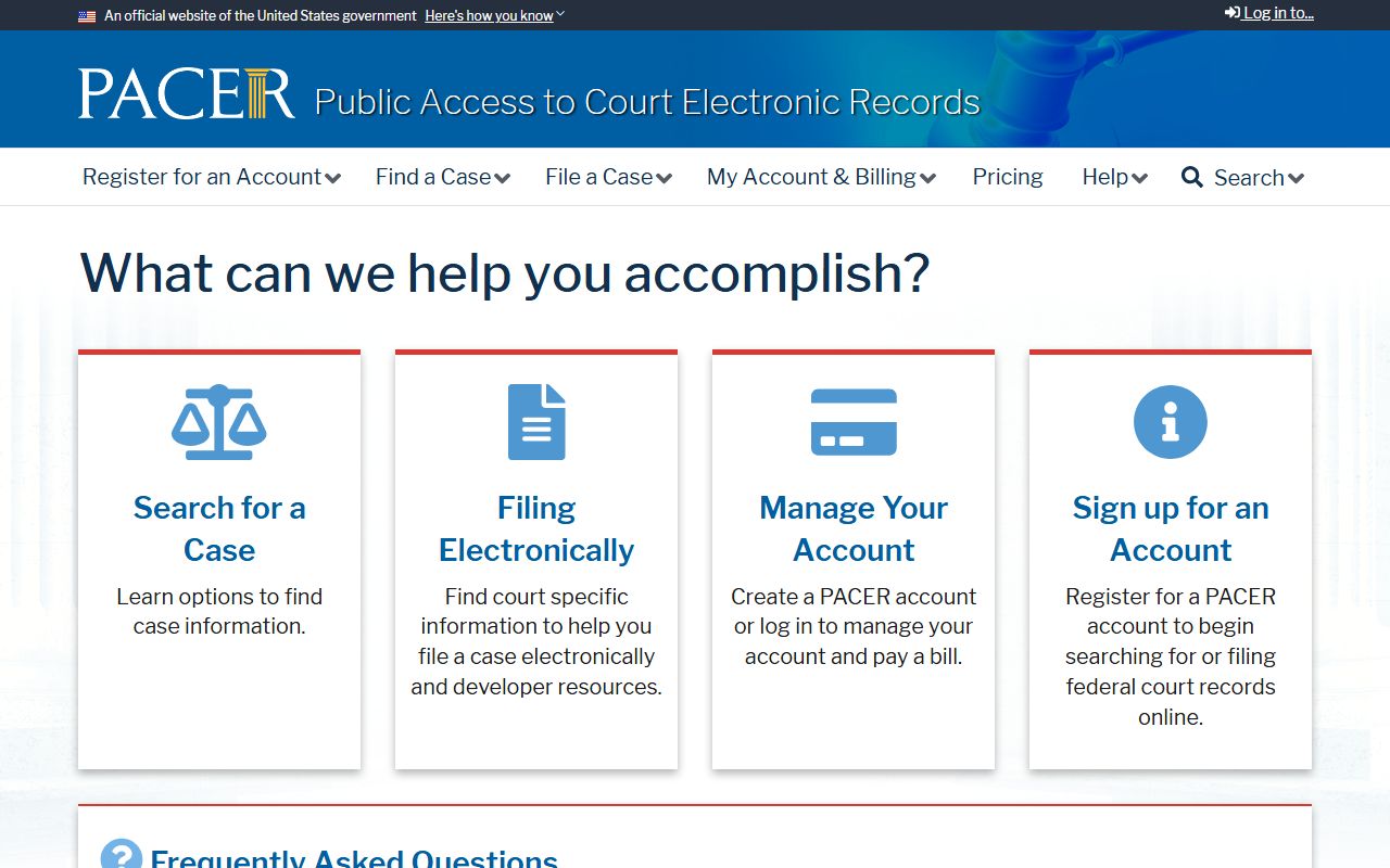 PACER federal court records search referenced for Waukesha County public records