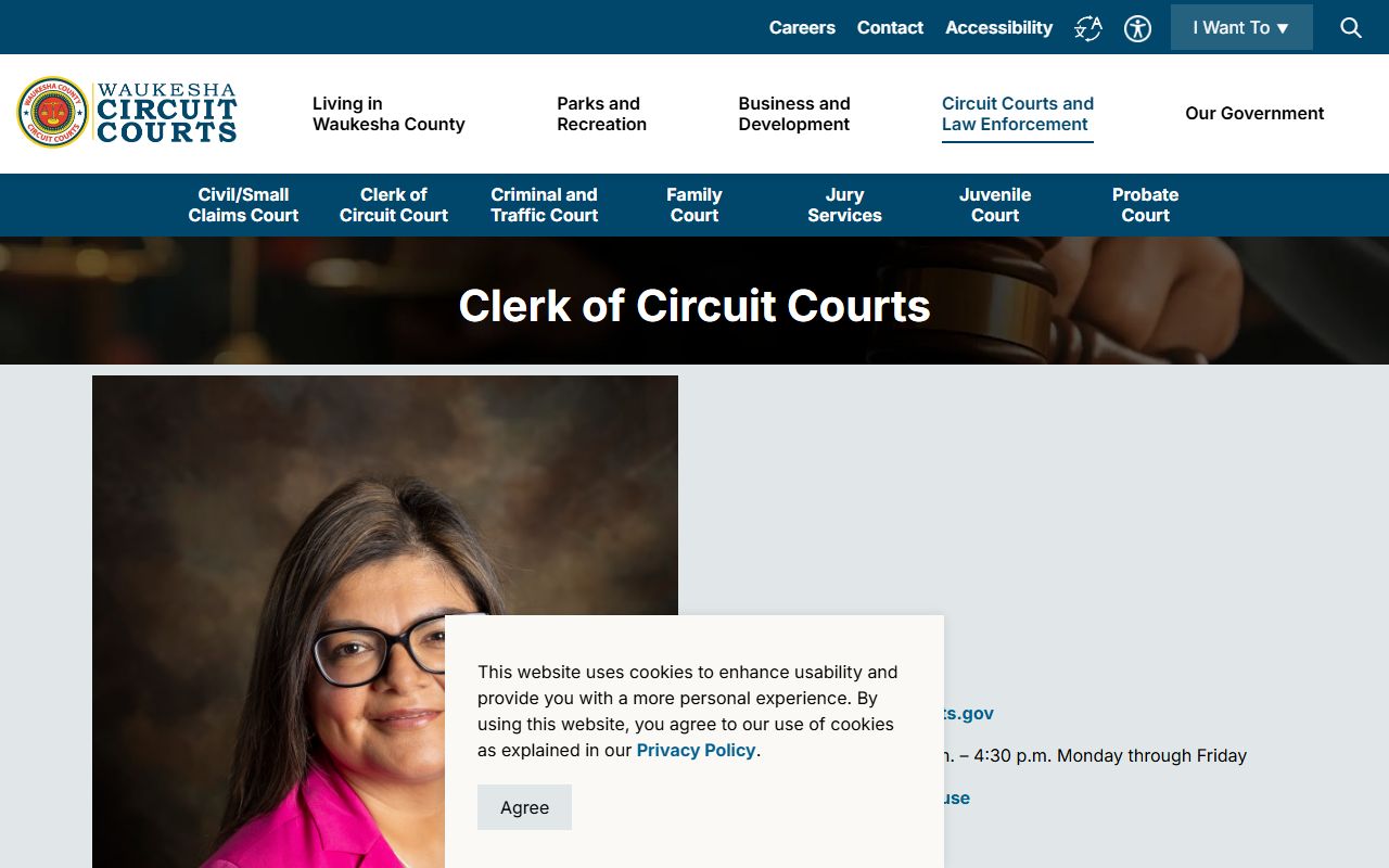 Waukesha County Clerk of Circuit Court page for court records