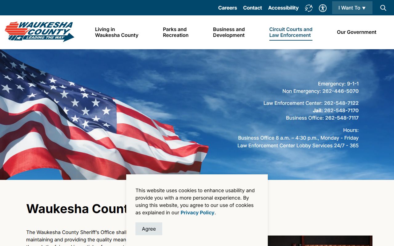 Waukesha County Sheriff homepage linked to inmate and court records
