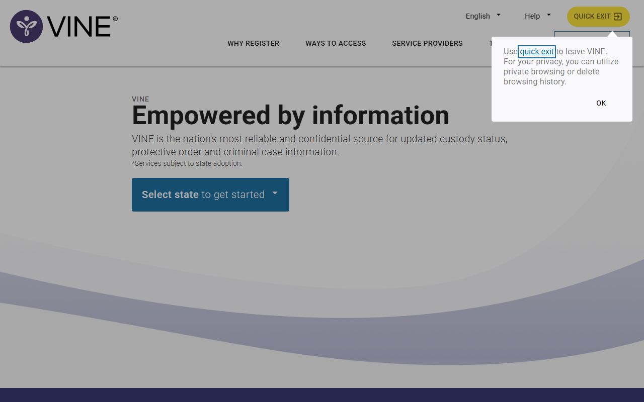 VINELink custody notification portal for Waukesha County released inmates